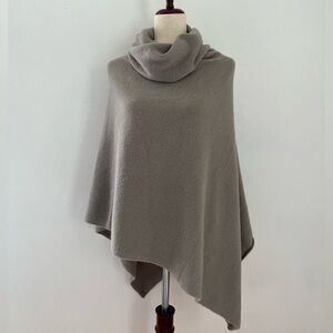 Merino Wool Blend Look By M New York Gray Slouchy Cowl Neck Poncho